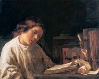 塞繆爾 凡 霍赫斯特拉滕 Self Portrait at the Age of 17 with Still Life